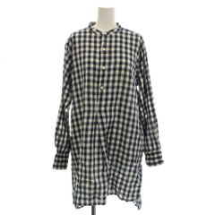 フォーティーファイブアールピーエム 45R 45rpm シャツ チュニック ギンガムチェック ブラウス 長袖 2 ネイビー 紺 7033921 /☆G