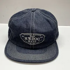 01w-6366 THE H.W.DOG&CO./ザ エイチ ダブリュー ドッグ アンド コー TRUCKER CAP トラッカー キャップ  デニムワークキャップ  ブランドロゴプリント 6枚パネル  ネイビー サイズ38   D-00004  【中古品】