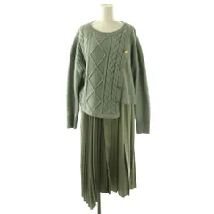 グレースコンチネンタル GRACE CONTINENTAL 2点セット ケーブルニットサテンワンピース セーター 長袖 ロング 36 ライトブルー グリーン /NR ■OS