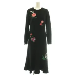 チェスティ Chesty フラワー刺繍ニットワンピース セーター ロング 1 黒 ブラック /SS ■OS