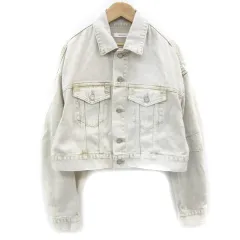 マウジー MOUSSY デニムジャケット ジージャン Gジャン ミドル丈 ウォッシュ加工 F ライトブラウン 薄茶 /YM18