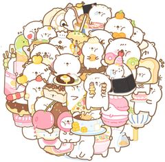 50장 세트 만화 스티커 귀여운 데코레이션 씰 미식가 백곰 가방·PC·기타·노트 적용 Hitotsu