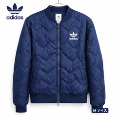 【美品】adidas アディダス 中綿ジャケット M ネイビー トレフォイルロゴ キルティング ブルゾン《0320-05》