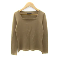 アンタイトル UNTITLED ニット カットソー 長袖 スクエアネック 無地 2 茶 ブラウン /SY30