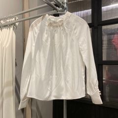 美品 トーガプルラ バックリボン キュプラストライプブラウス 38 定価3 