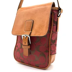 COACH y2k signature canvas shoulderbag コーチ シグネチャー6098 キャンバス素材 ショルダーバッグ ヌメ革 レッドベージュブラウン 男女兼用