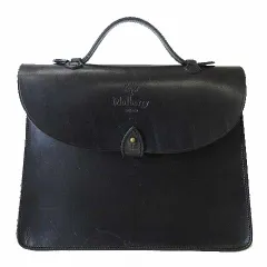 マルベリー Mulberry ヴィンテージ バッグ ハンドバッグ フラップ 本革 カーフ レザー ロゴ 刻印 黒 ブラック かばん 鞄 カバン