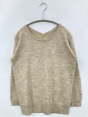 Te chichi テチチ ニット/セーター ベージュ ウール・ニット 無地 ミドル丈 長袖 Vネック