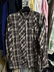 BEAMS ビームス デザインテープ CHECK シャツ ブラウン