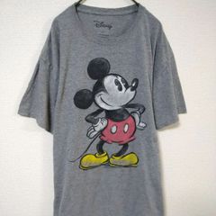 ディズニー　キャラTシャツ　メンズL　グレー　ヴィンテージ雰囲気プリント