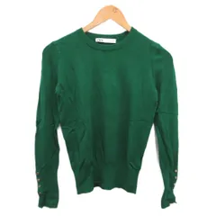 ザラ ZARA ニット セーター 長袖 金ボタン 緑 グリーン S