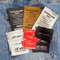 ★デニムリメイク製作応援★【リメイクタグセット】洗える布タグ 合計18枚 刺繍タグ