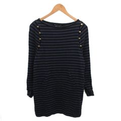 マークバイマークジェイコブス MARC by MARC JACOBS ボーダー ワンピース チュニック ミニ 長袖 S 紺 黒 ネイビー ブラック M102638 ■TC