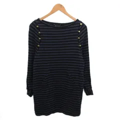 マークバイマークジェイコブス MARC by MARC JACOBS ボーダー ワンピース チュニック ミニ 長袖 S 紺 黒 ネイビー ブラック M102638 ■TC