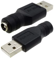 【特価商品】* Φ5.5mm DCジャック Φ2.1mm - タイプA USB 2個セット USB変換アダプタ オーディオファン