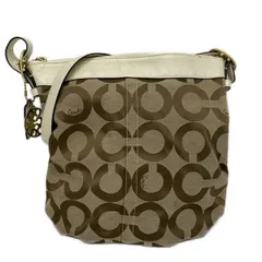 COACH(コーチ) ショルダーバッグ オプアート F13889 白×ゴールド×ライトブラウン レザー