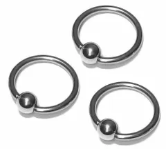 【新着商品】ステンレス ボディピアス シルバー CBR キャプティブビーズリング リングピアス 3個セット［K67P］