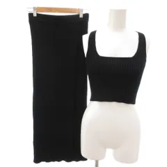 ザラ ZARA セットアップ タンクトップ ロングスカート S 黒 ブラック リブニット /YJ ■MET2