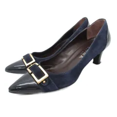 ダイアナ DIANA パンプス ポインテッドトゥ ピンヒール ハイヒール ゴールド金具 22.5cm 紺  ネイビー ■YHS9