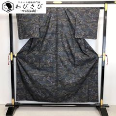 □E5484□未使用品□正絹□逸品 証紙付 大島紬 袷 着物□丈163 裄67