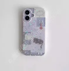 【送料無料】ラメ星×猫デザイン 切り替え iPhoneケース 17 / 16 / 15 Pro Max / 14対応 CSJK321P394
