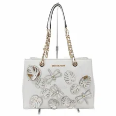 マイケルコース MICHAEL KORS トートバッグ ショルダー チェーン リーフ トンボ 白 ホワイト
