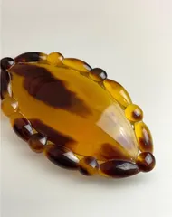 【極美品】本鼈甲 茨布甲 ブローチ 楕円型 飾り玉縁取 昭和レトロ ヴィンテージ