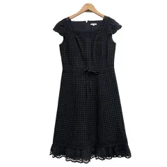 トゥービーシック TO BE CHIC カットレースワンピース フレンチ袖 リボン ブラック サイズ40 M相当