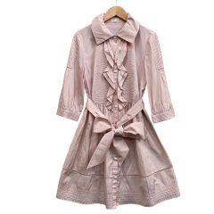 R.F. 新品レア3wayシースルー透け感チェックフリル付きシャツブラウス 