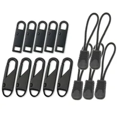 【数量限定】引き手 ファスナートップ ジッパープル ナスカン式 工具不要 ジッパータブ 簡単 修理 15個セット (タイプA+タイプB+コード)