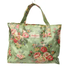 キャスキッドソン Cath Kidston トートバッグ 花柄 PVC 緑 グリーン 0213