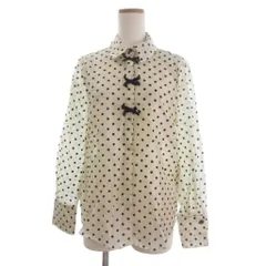 ザラ ZARA シャツ ブラウス シアー ドット 水玉 フロッキー リボン S アイボリー