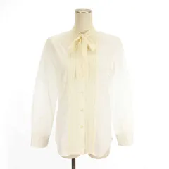 ポールスミス PAUL SMITH シャツ ブラウス 長袖 ボウタイ シアー コットン 白 ホワイト 38