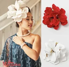 【Maunaloa】ハワイアン ベルベットアマリリスクリップ ヘアクリップ 髪飾り フラダンス ハワイアンインテリア フラ フラ小物 マウナロア フラダンス雑貨 レイ 頭 ヘアアクセサリー 発表会 ステージ イベント お揃い お洒落  YCDZ4303