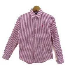 ラルフローレンスポーツ 長袖シャツ トップス ストライプ柄 レディース 6 165/92Aサイズ 白×ピンク RALPH LAUREN SPORT 【中古】