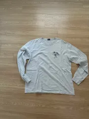 XL STUSSY WORLD TOUR WARRIOR MAN ロゴ プリンティング ロングスリーブ 白