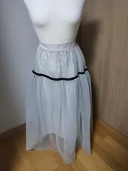 ミント/ブルー シースルー ロング スカート