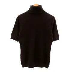 リステア RESTIR ニット カットソー タートルネック 半袖 無地 カシミヤ混 40 L ダークブラウン /HO26