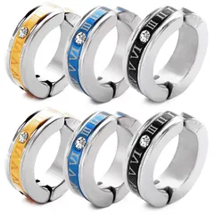 【在庫処分】フェイクピアス メンズ イヤリング イヤーカフ イヤカフ ピアス風 アクセサリー ノンホールピアス レディース ローマ数字 ステンレス シンプル フープ 3色セット