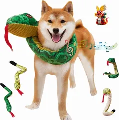 ヘビ コスプレ 犬 おもちゃ 音の出る 蛇 コスプレ ぬいぐるみ 音が鳴る 犬用スヌード へび 服 巳年 被り物 ペット 可愛い 動物ぬいぐるみ 柔らかい 猫用スカーフ ストレス解消グッズ ハロウィン クリスマス 仮装 新年 記念撮影 ペット用品 (Green