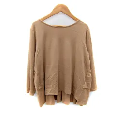 グローブ grove カットソー 長袖 ラウンドネック バックフリル 無地 L ブラウン 茶 /SY46