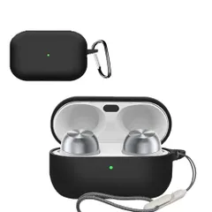 新品 For Technics EAH-AZ100 ケース カバー （カラビナ付き+ストラップ付き ） 落下防止 キズ防止 耐衝撃 装着充電可能 防水 防塵 Technics EAH-AZ100 用 ケース カバー（ブラック）