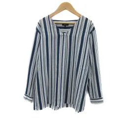 ボッシュ BOSCH ブラウス シャツ 長袖 Vネック ストライプ柄 オーバーサイズ 38 M マルチカラー 青 ブルー /YS30
