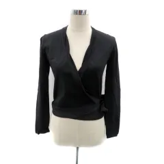 ボディドレッシングデラックス BODY DRESSING Deluxe ニット カットソー 長袖 カシュクール ラメ 38 M 黒 ブラック シルバー色 /HO38のサムネイル