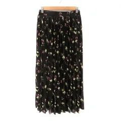 グローバルワーク GLOBAL WORK プリーツスカート ロング丈 マキシ丈 花柄 M マルチカラー ダークブラウン /HO9