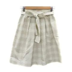 プロポーション ボディドレッシング PROPORTION BODY DRESSING フレアスカート ミモレ丈 ウエストリボン付き チェック柄 2 オフホワイト /YK8