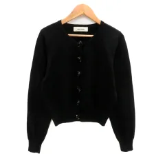 レッセパッセ LAISSE PASSE ニットカーディガン ラウンドネック ショート丈 ビーズ 38 M 黒 ブラック /HO25