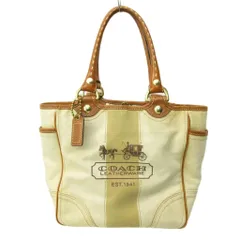 コーチ COACH トートバッグ キャンバス レザー ロゴ プリント 白 茶 ホワイト ブラウン 0207