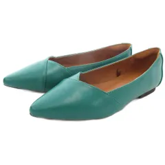 アズールバイマウジー AZUL by moussy 美品 ソフトインソールフラットパンプス シューズ ポインテッドトゥ ローヒール S 緑 グリーン  250FAC55-226H /KR
