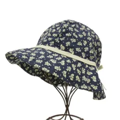 アニエスベー agnes b. バケットハット 帽子 花柄 リボン 女の子 T1 紺 ネイビー 白 ホワイト /GV ■GY14